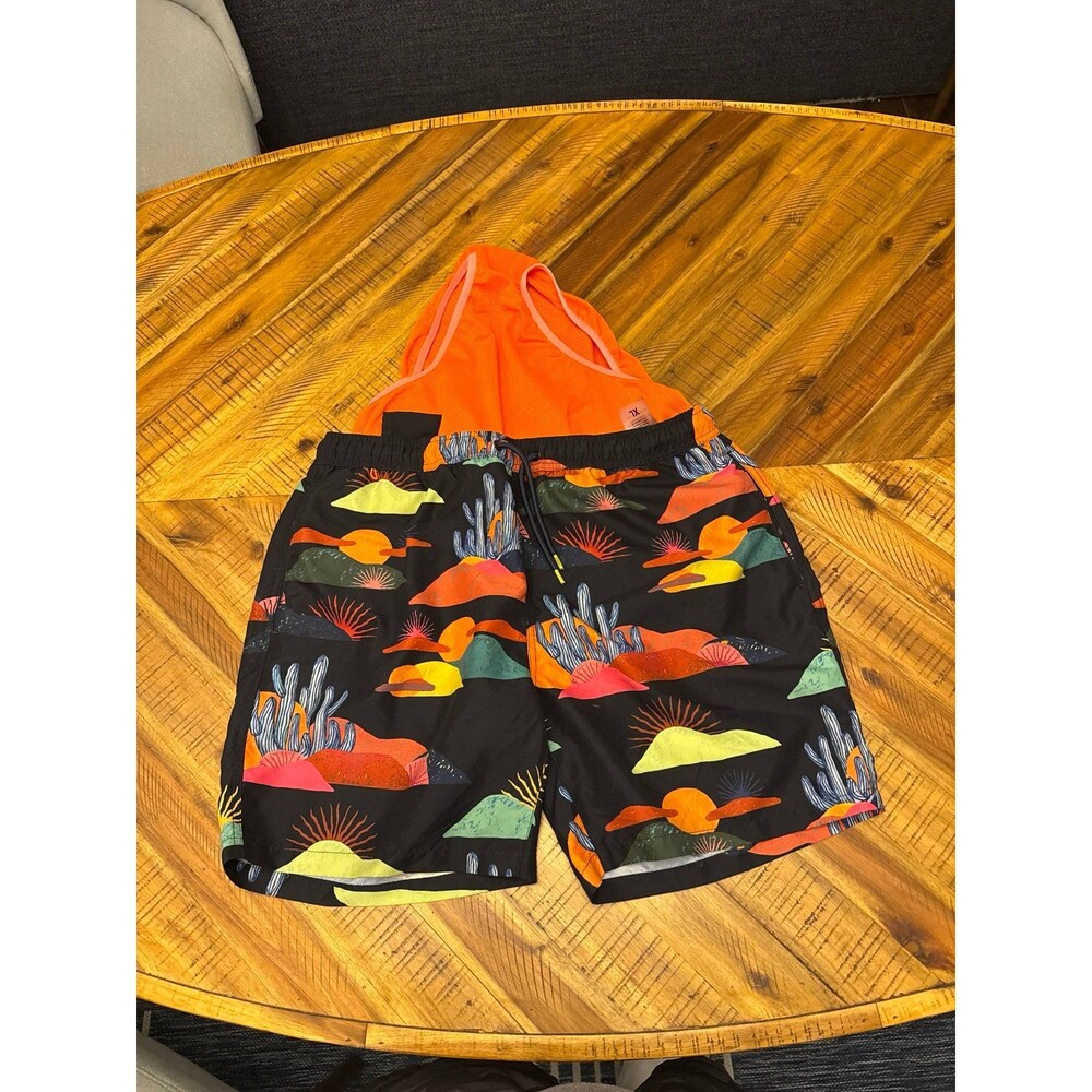 Scotch & Soda Swim Trunks Mens XL Black Desert Cactus Southwest Lined